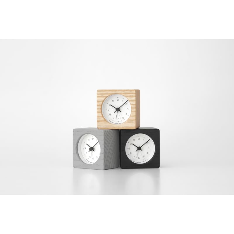 Lemnos NEUT Alarm Clock, Analog, Natural Wood Grain, Gray, KK24-09 GY