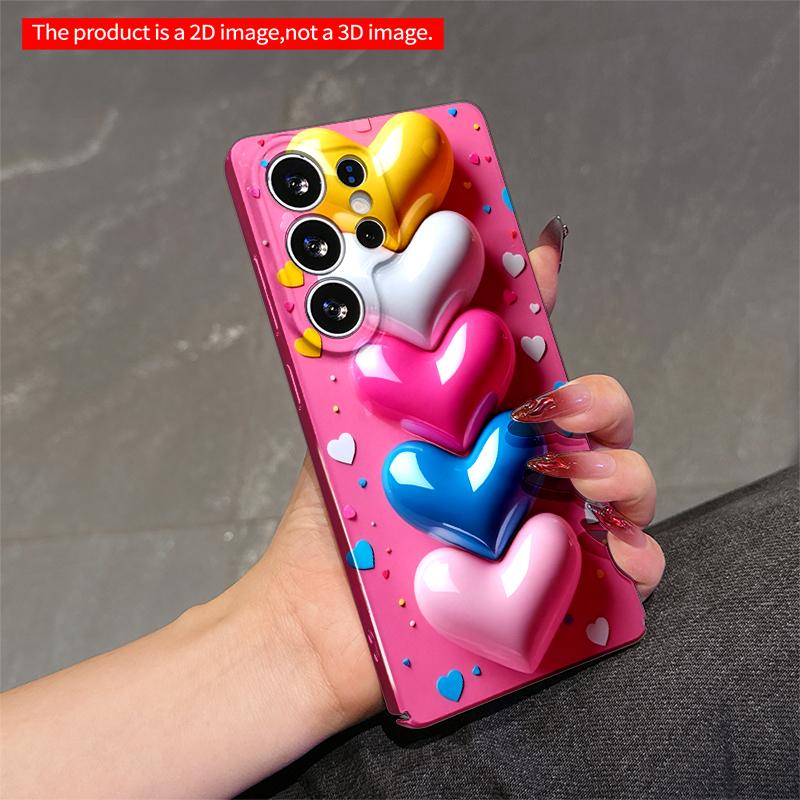 2DFlat Samsung phone case Vibrant Stacked Hearts Phone Case Applicable to Galaxy S22 S23 S24 S25ULTRA S26 A12 A13 A14 A15 A16