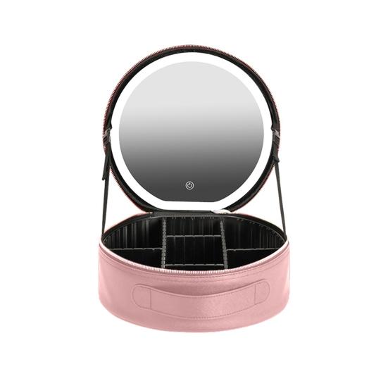 Дорожная косметичка с зеркалом с подсветкой, перезаряжаемая светодиодная косметичка-органайзер с регулируемыми разделителями, портативный футляр для косметики