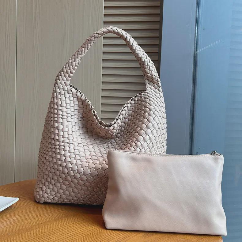 Легкая плетеная сумка-ведро в европейском и американском стиле - большая вместительная сумка и сумка через плечо для женщин