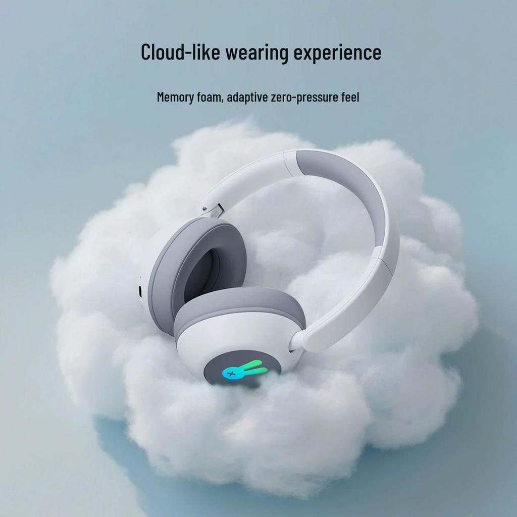 Детские беспроводные Bluetooth-наушники с оголовьем, защитой слуха и светящимися амбушюрами для длительного времени работы от аккумулятора