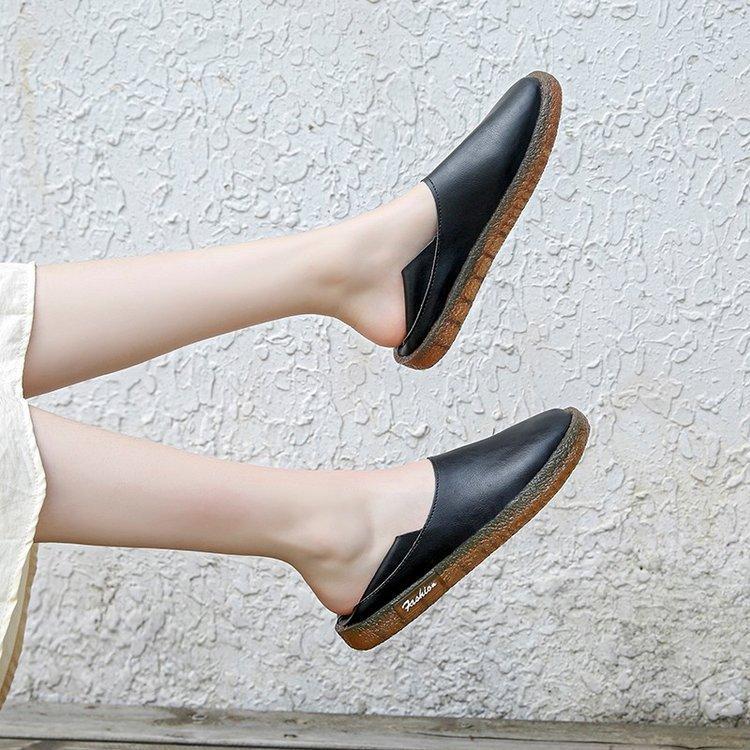 Slip-on Retro Single Shoes Small Leather Shoes Grandma Shoes Women's Flat