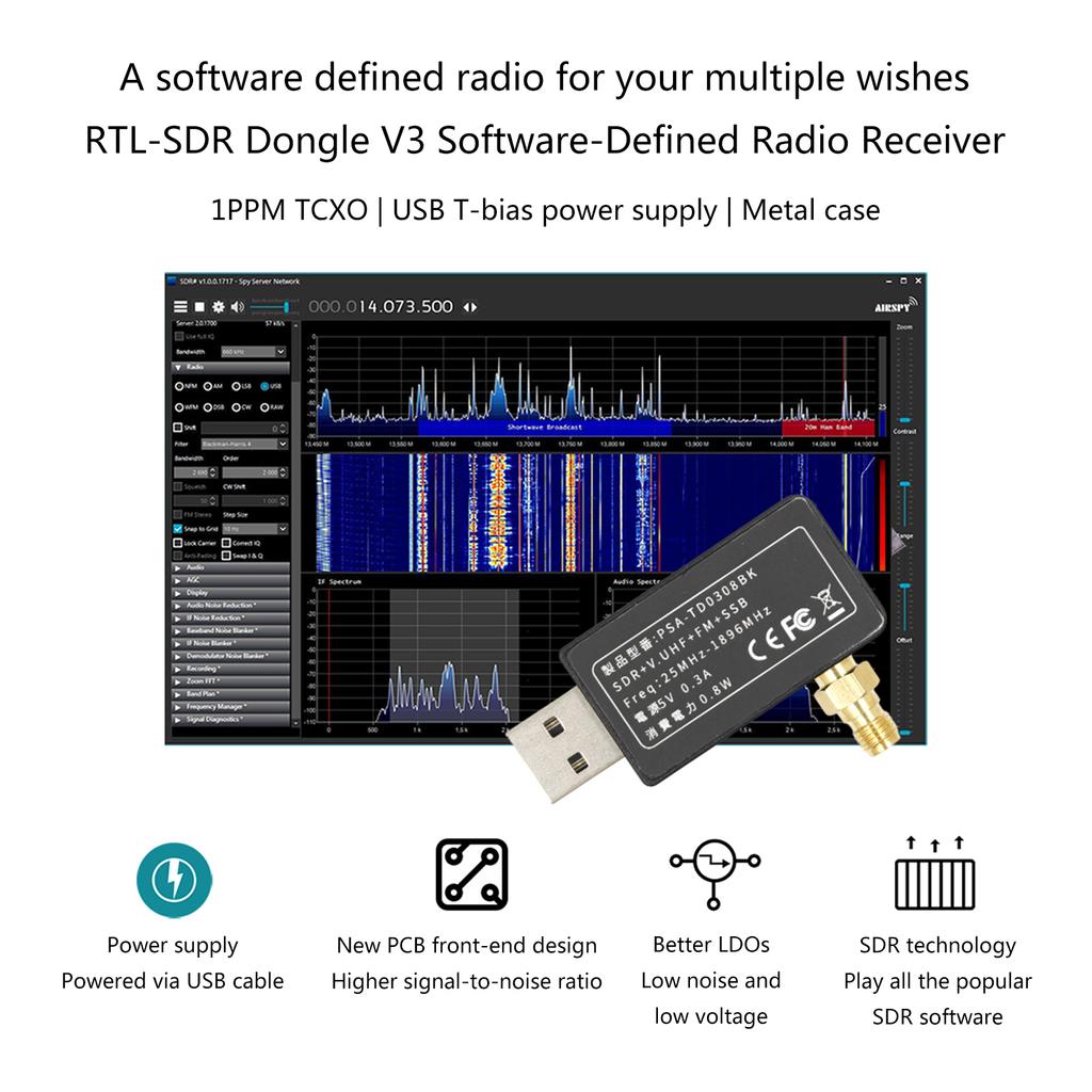 Блоги RTLSDR V 3 R860 RTL2832U 1PPM TCXO SMA Программно-определяемые радиостанции (Только ключ) Электрические аксессуары
