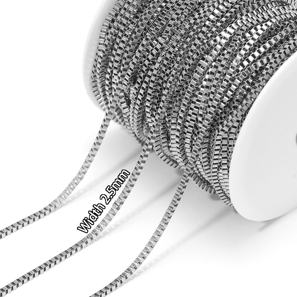 2 метра Нержавеющая сталь Плоская Коробчатая Цепь Звеньевые Цепи DIY Фурнитура для Бижутерии Изготовление Браслетов Аксессуары для Ожерелий Принадлежности