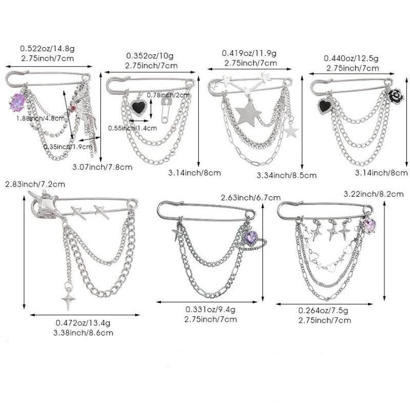 Панк Брошь с кисточкой Любовь Бабочка Цепь Скрепка Многоэлементная Ретро Цепь для брюк Крутые Хип-хоп Готические Броши Аксессуары
