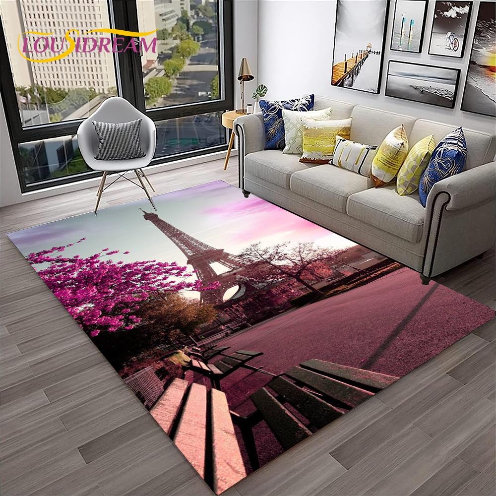 Франция Париж Эйфелева башня Ретро Ковер Коврик для дома Гостиная Спальня Диван Придверный коврик Декор, Коврик для детской игровой зоны Нескользящий напольный коврик