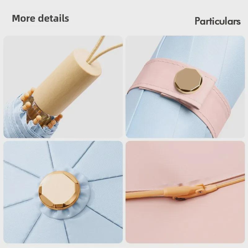 Women's Dual-Use UV-Blocking Ice Cream Color Sun & Rain Umbrella