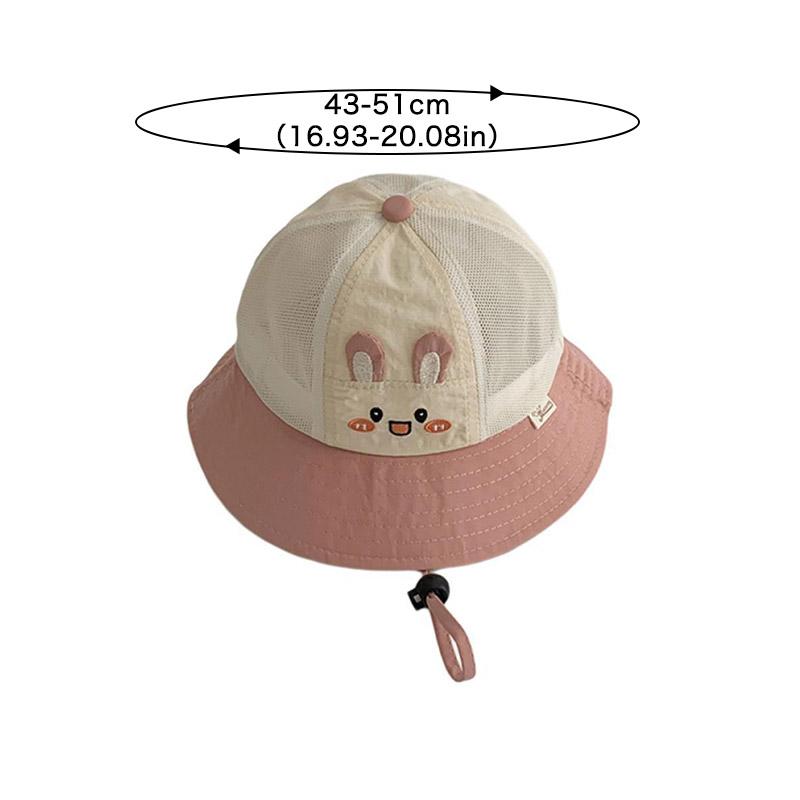 Милая детская панама с кроликом, летняя тонкая дышащая сетка для мальчиков и девочек, рыболовная шапка для путешествий на открытом воздухе, солнцезащитный козырек для малышей