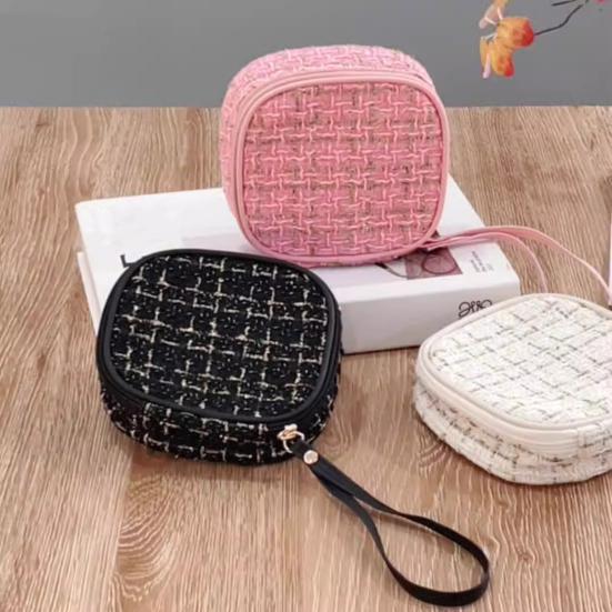 Косметичка Сумка для хранения Ремешок на запястье Большая вместимость Тампон Застежка-молния Хранение помады Телефон Монетница Косметичка