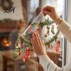Christmas Window Clings Static Sticker, Rattan And Socks Pattern Removable PVC Living Room Decor Decal, Reusable Electrostatic Glass Cling for Windows