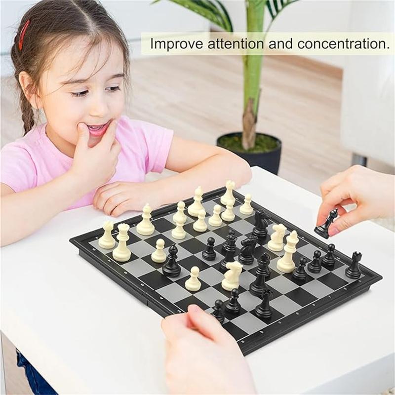1Set Mini International Chess Folding Magnetic Plastic Chessboard Board Game Portable Home Outdoor Kid Toy Lightweight