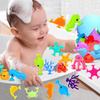 New 9pcs Suction Sticky Cup Kids Education Soft Building Blocks Versatile Ocean Animal Puppet Bath Sensory Toy for Baby Gift