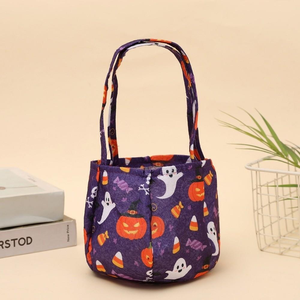 Portable Halloween Candy Bag Non-Woven Trick-or-Treat Bag Creative Candy Bucket Party Favors