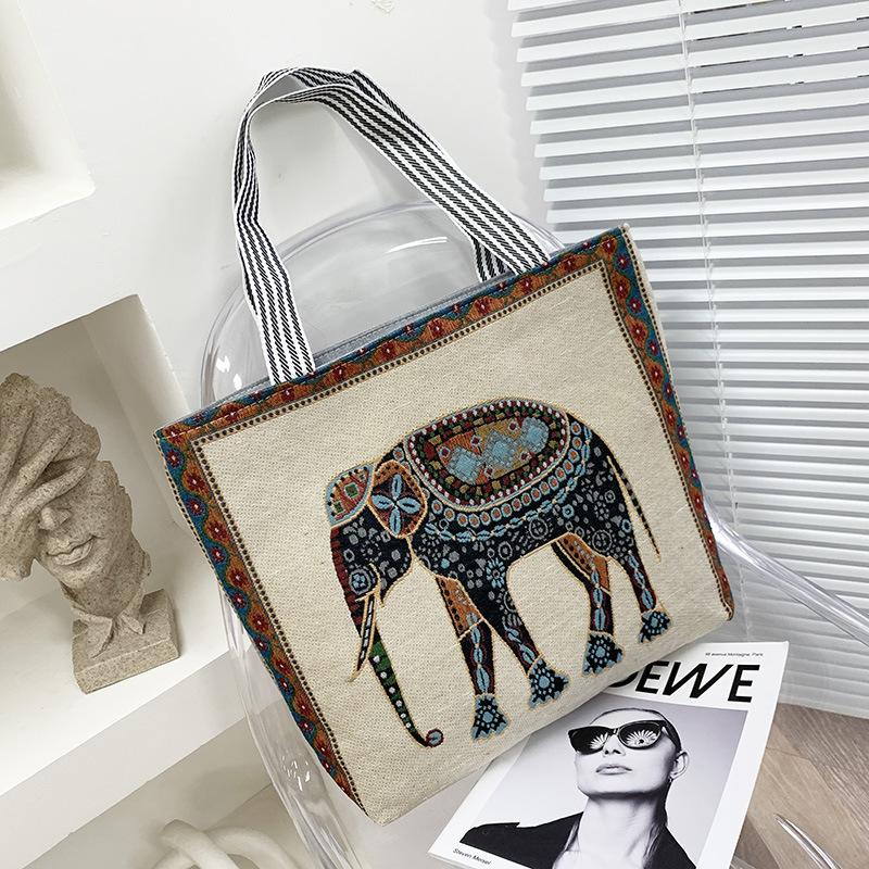 Портативная жаккардовая сумка Котенок Большая вышитая холщовая сумка Шоппинг Мода На плечо Женская сумка Сумка-тоут