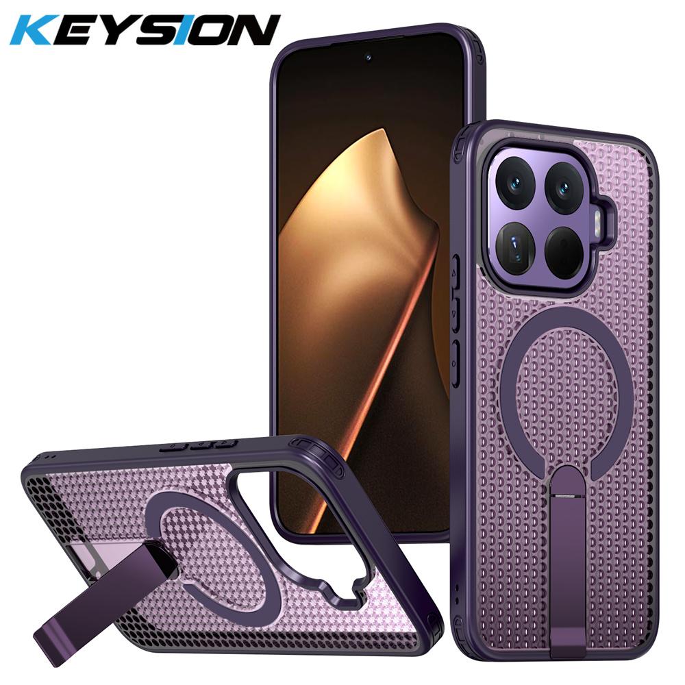 KEYSION Магнитный чехол с полыми элементами для рассеивания тепла для Xiaomi 17T Pro 5G, охлаждающий, со скрытой подставкой, противоударный чехол для телефона для Xiaomi 17T 5G