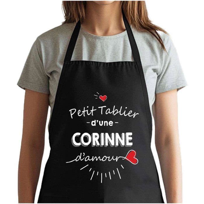 Tablier de cuisine - Constance d'amour - Noir - Coton résistant - Impression bretonne