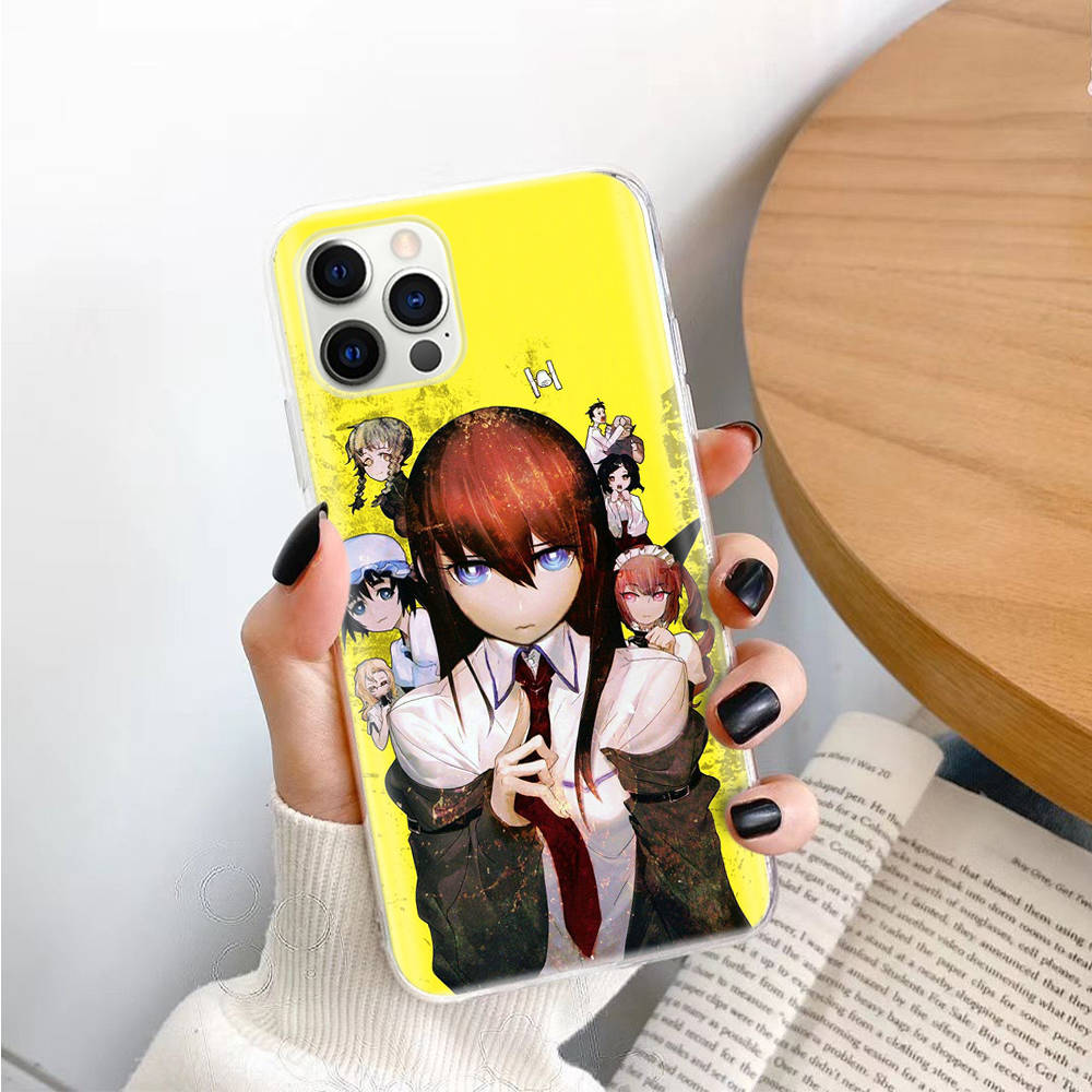 Чехол Steins Gate TPU для iPhone XR 7 8 14 15 11 12 13 X XS Pro Max Xiaomi Redmi 13C Note 9 Samsung A22 S23 S24 Ultra Plus VIVO