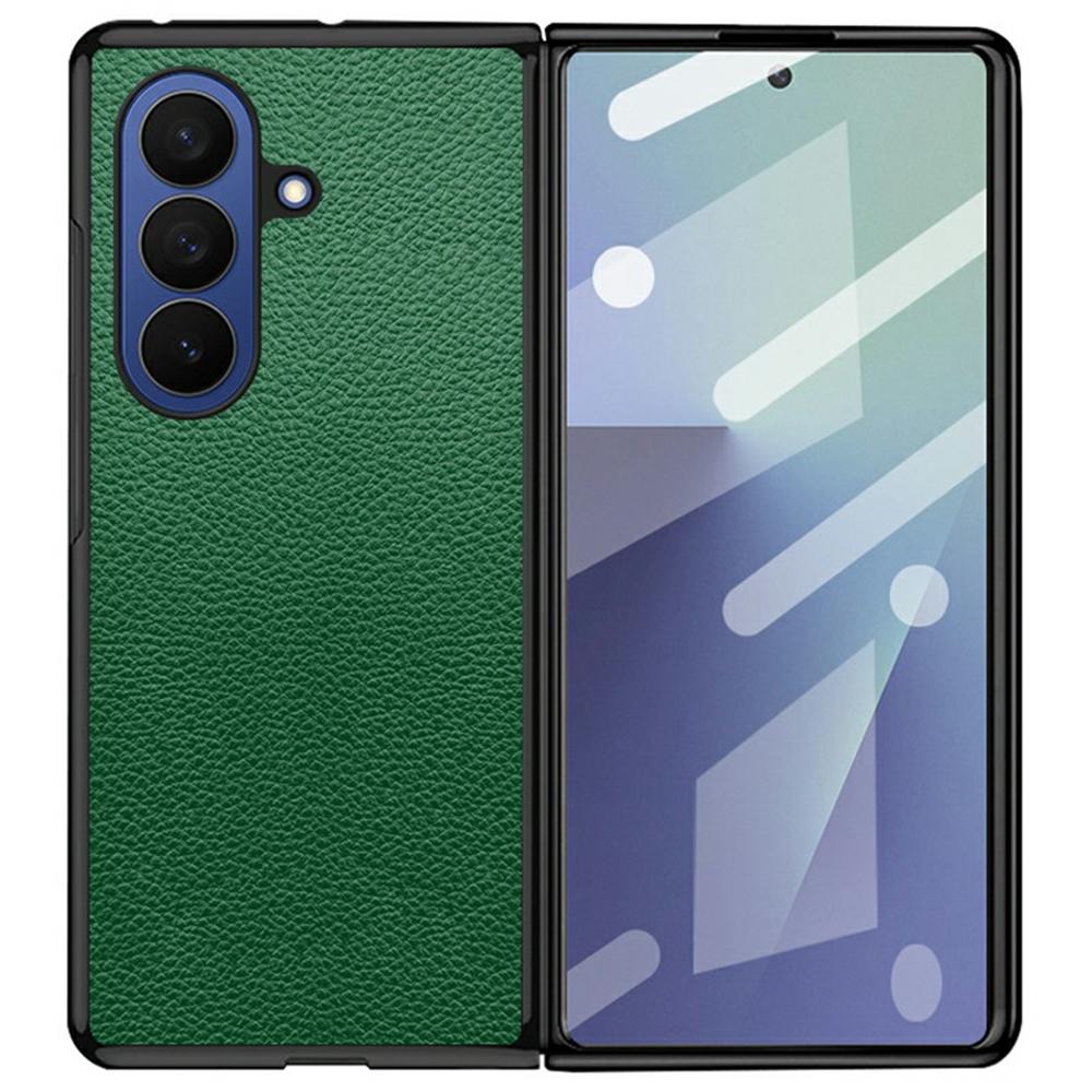 For Samsung Galaxy Z Fold7 5G Case Litchi Texture PU Leather Coated PC + TPU Protective Phone Back Cover