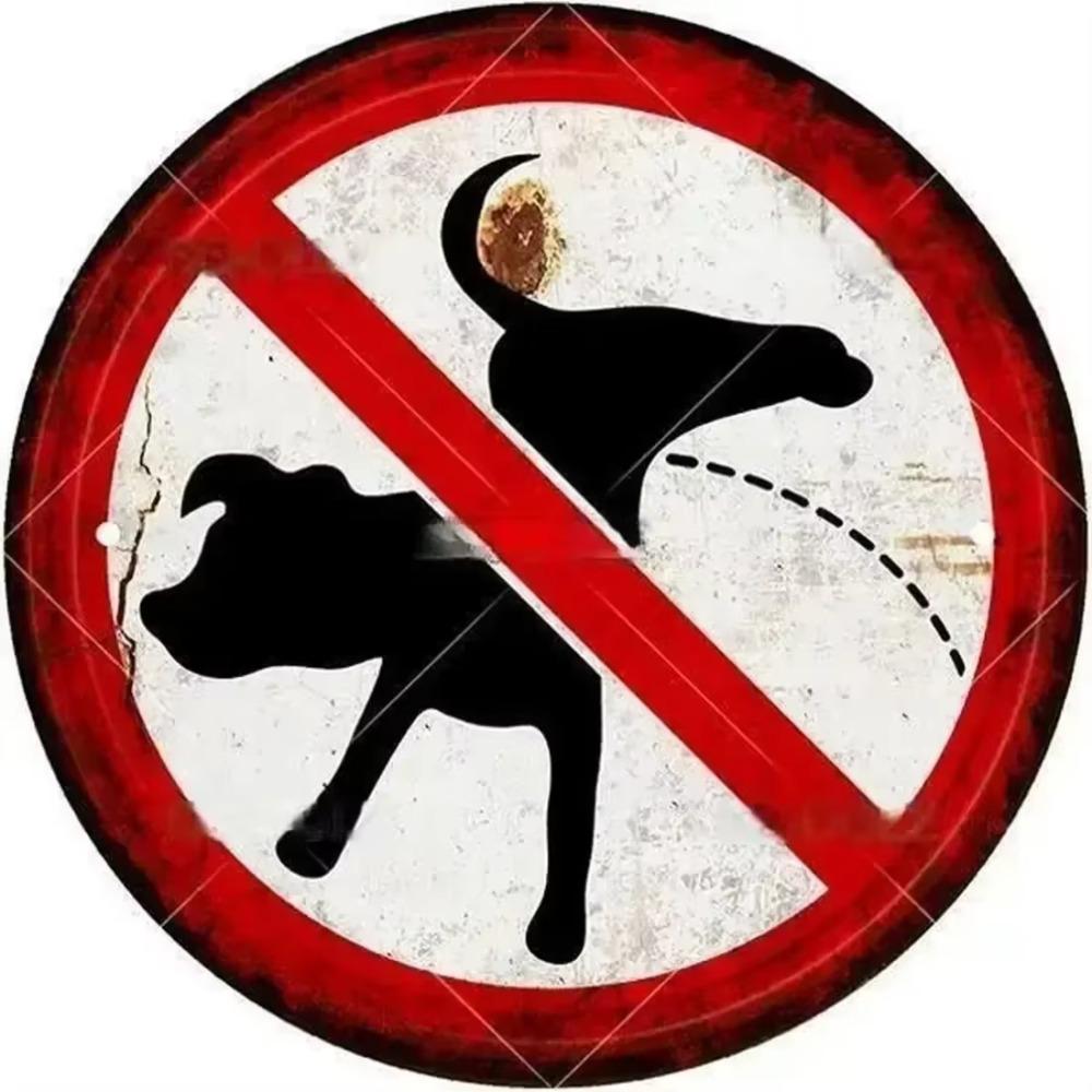 CIFBUY 20cm Round Metal Tin Sign - Retro Stop Warning Wall Decor