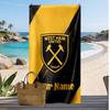 West Ham United FC Personalized Printed Beach Towel Soccer Logo Support Custom Name Text Absorbent Towel For Sport Travel Special Gift