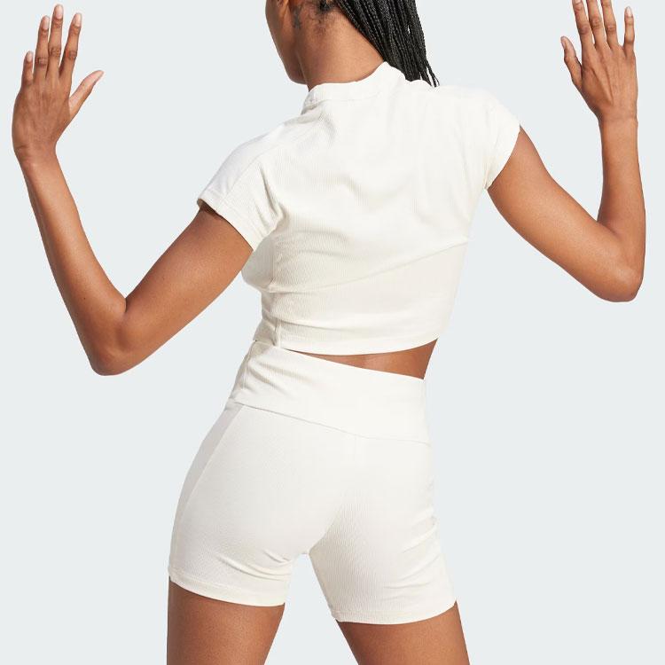 Adidas Lounge ребристый укороченный топ с логотипом женские топы светло-коричневые IP2272