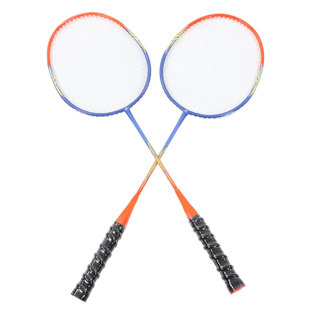 2 Pcs Badminton Racket Ferroalloy One Piece Skidproof Handle Orange Badminton Racquets Set for