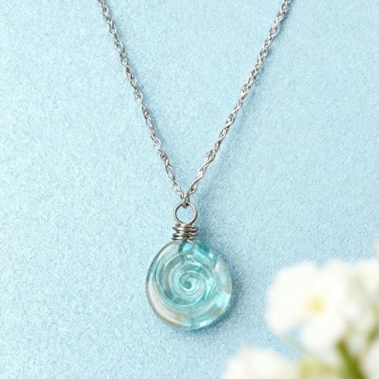 Серьги-спирали из переработанного стекла, ожерелье, ручная работа, уникальные, глубина отражает свет, серьги-крючки, кулон-ожерелье