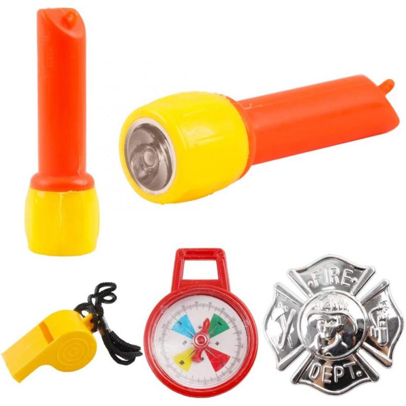 Washable Fireman Costume Set with 13 Fire Fighter Toy Accessories, Storage Backpack and Real Water Shooting Extinguisher - Great for Kids