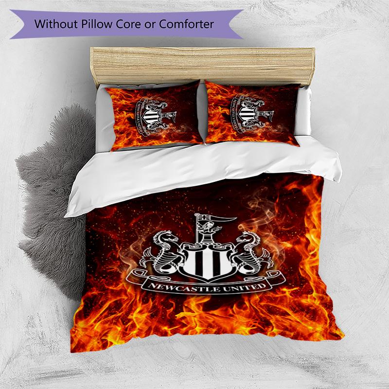 Newcastle United Football Printed 3 Pieces Bedding Set, Comfortable Skin Friendly Bedroom Duvet Cover Set