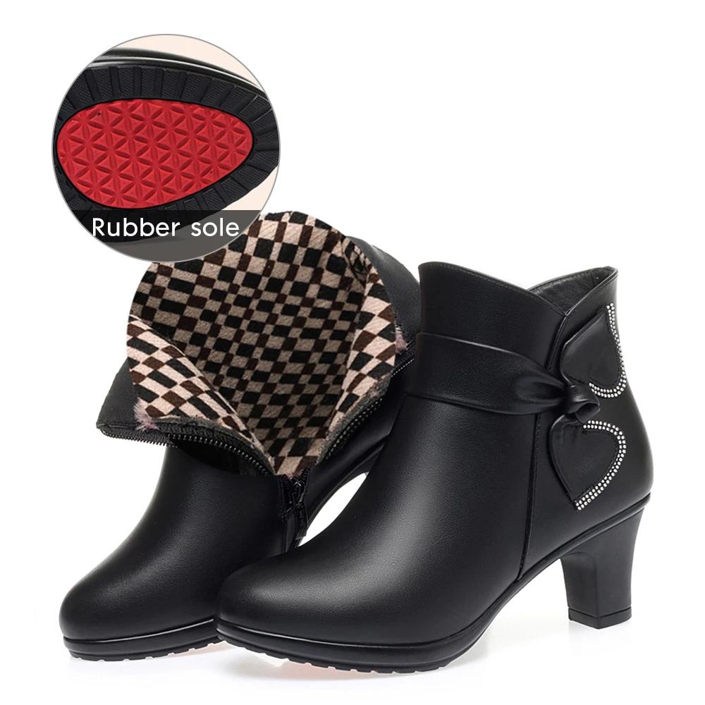 Новые кожаные ботильоны на толстом каблуке женские осенне-зимние замшевые слипоны на мягкой подошве на среднем каблуке с круглым носком хлопковые туфли для мамы