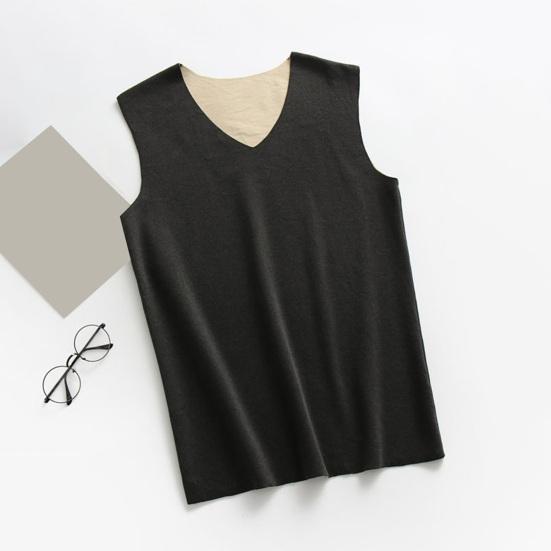 Мужской жилет-топ с V-образным вырезом, без рукавов, термофиксирующий бесшовный дизайн, двусторонний, матовый, ремесленный, пуловер, жилет