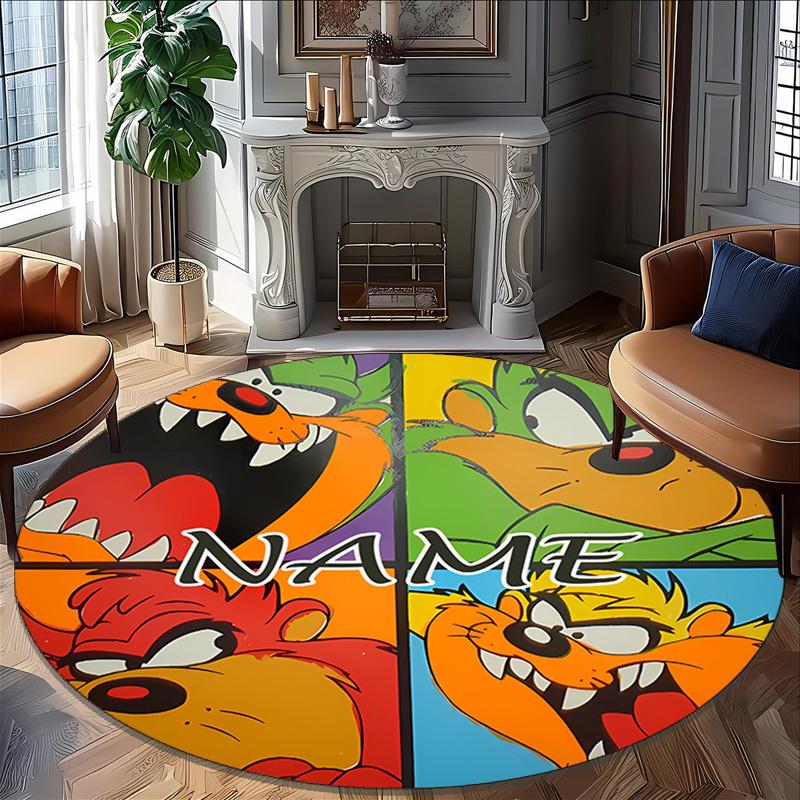 Customizable T-Taz2 Round Non-Slip Carpet - Ideal for Garden, Picnic, Office, Perfect for Decoration, Suitable For All Seasons