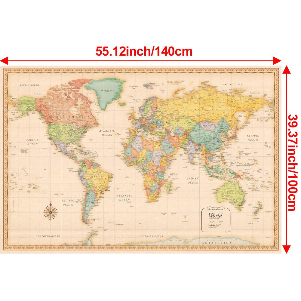 Бескаркасный холст с картой мира, постер, для интерьера/улицы, образовательный географический декор, учебные пособия, товары для путешествий