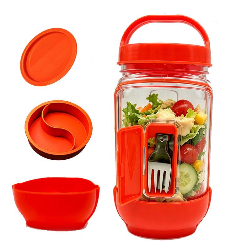 Saladkind Salad Pod Side-Opening Lid Plastic Sealed Container for Fresh Salad Storage