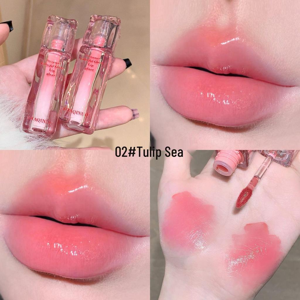 Сакино Переливающийся Блеск для Губ: Зеркальный финиш, эффект пухлых губ и отбеливание для губ, как стекло.