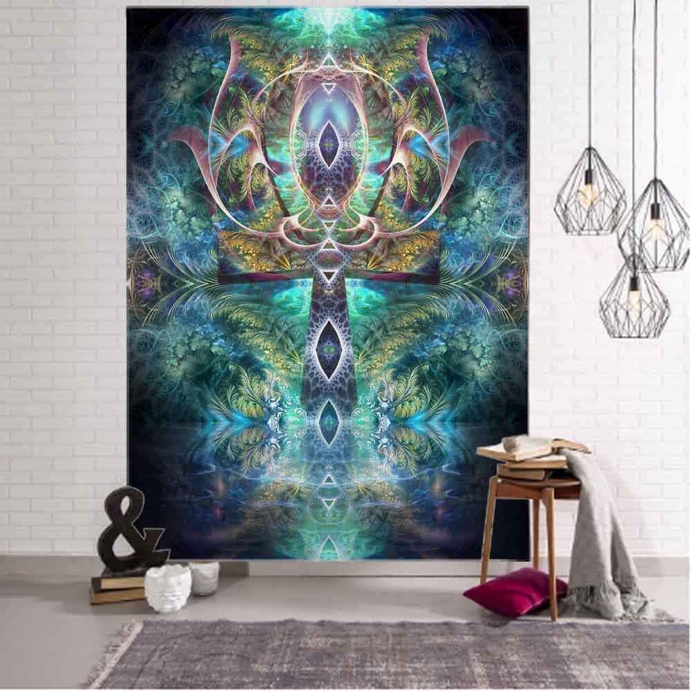 VIKAMA Psychedelic Wind Mushroom Tapestry Fadeproof Scifi Wall Wall Hanging Game Room Escape Room Music Festival Wall Tapestry