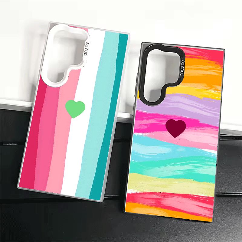 Rainbow Gradient Love Desgin Soft Phone Case for Samsung Galaxy S24 S25 FE S26 Edge S23 Ultra S22 Plus S21 + Shockproof Cover Ba