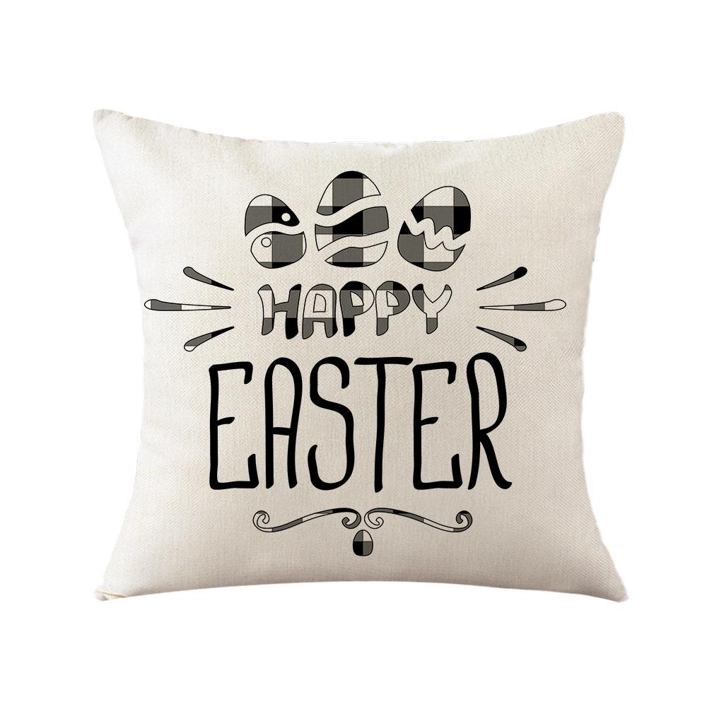 Simple Easter Pillow Cover Linen Printed Holiday Pillow Cartoon Car Pillow