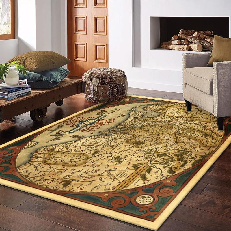 World Map Living Room Rug Soft and Non Slip Large Carpet Office Study Retro Art Decoration Mat Very Fashionable and Beautiful