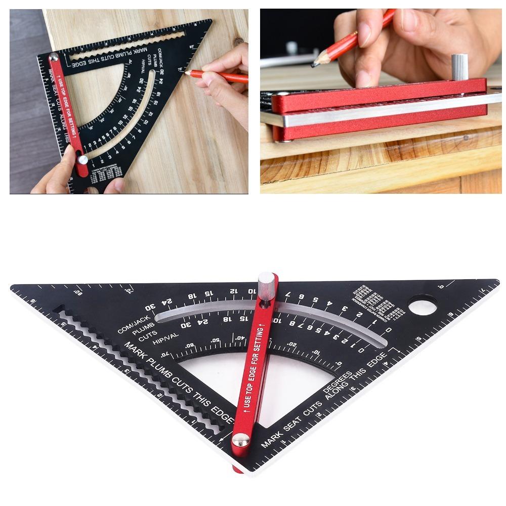7 Inch Woodworking Triangle Ruler Accurate Scale Adjustable Rafter Framing Square Woodworking