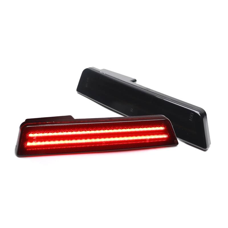 For Dodge Challenger 2008-2014 Clear & Smoked Lens LED Side Marker Lights Dual Row Amber Front Red Rear Side Fender Reflector