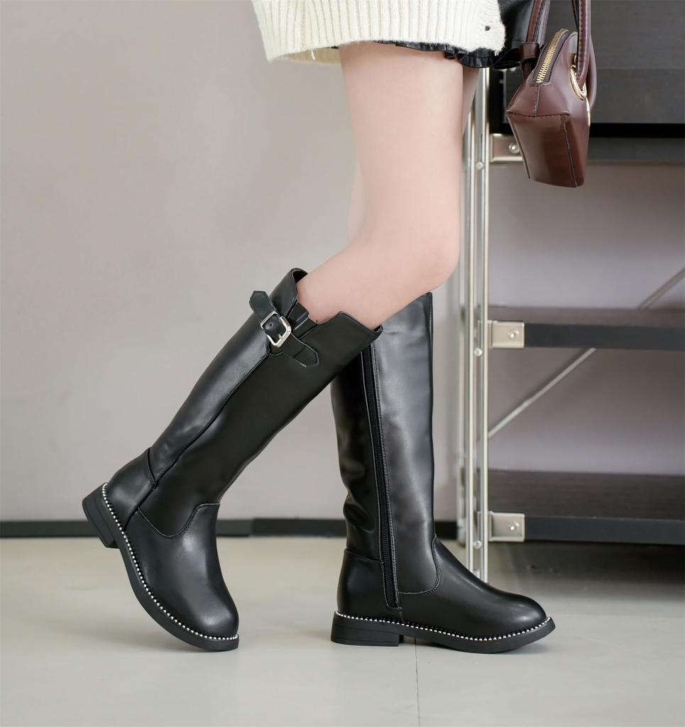 PPXID Boots with Side Easy to Put On and Take Comfortable to Walk Perfect for and Casual Size 19cm Girls' Knee-High Zipper, Off, Water-Repellent, in,