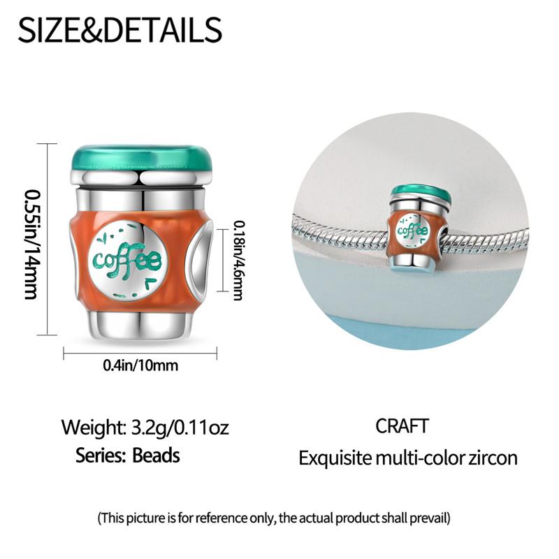 New In Copper-Plated Coffee Donut Strawberry Pendant Fit Panora Bracelet&Bangle Diy Beads For Women Birthday Fine Jewelry Gift