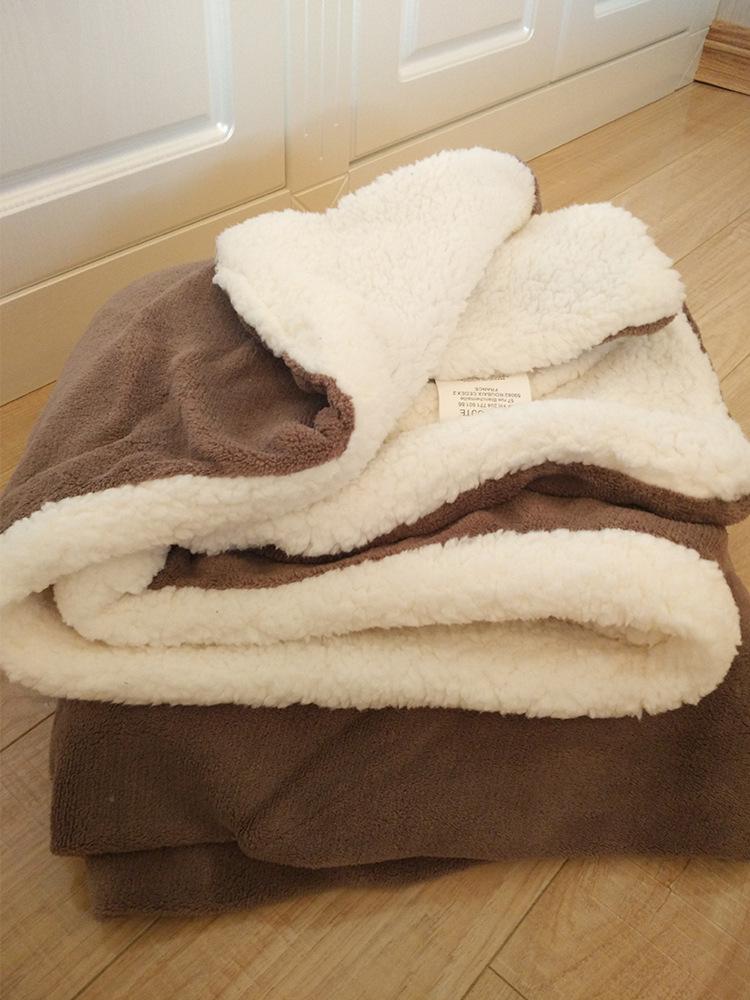 Двухслойное одеяло Xianci из натуральной шерсти ягненка и кораллового флиса для дивана и офиса