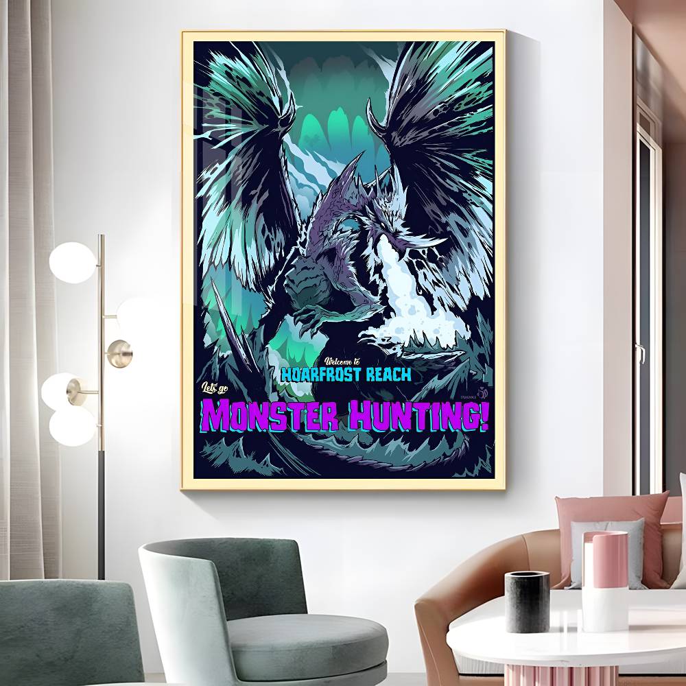 1 шт. Игровой плакат-наклейка M-Monster Hunter, водостойкая печать, настенное искусство для гостиной, спальни, домашний декор