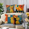 Vibrant Retro Art Cat Pillow Cover Decorative Pillow Case Cushion Cover For Home Couch Sofa Living Room Bedroom Bed Decorat