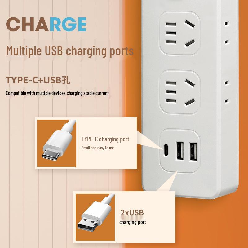 USB удлинитель с многорозеточной настольной панелью для умного дома