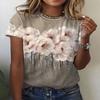 Летние модные топы с короткими рукавами, женские футболки, повседневные футболки с 3D цветочным принтом и круглым вырезом, женская одежда Y2K, футболки больших размеров