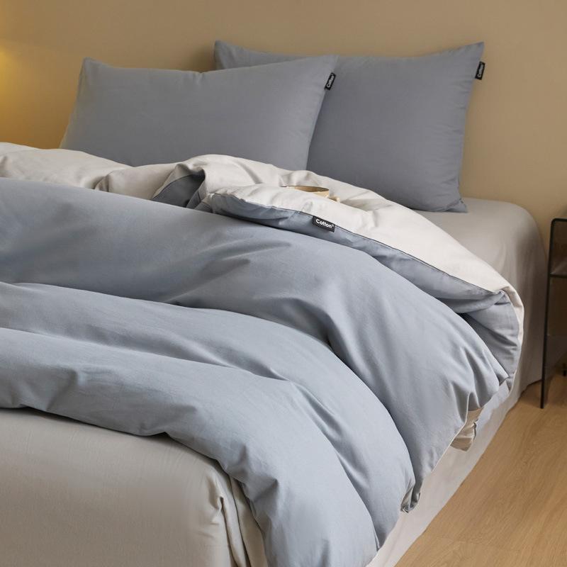 High-end thickened pure cotton brushed bedding four-piece set with pure cotton new autumn/winter duvet covers, fitted sheets, and bedding