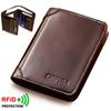 Men's Genuine Leather Wallet RFID Blocking Protection Short Trifold Wallet Multifunction Vintage Oil Wax Credit Card Wallet Gifts For Men